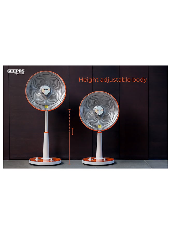 Halogen Stand Heater| High Performance Heater, 1 Hour Timer| Bending/Lifting Of Head Function, Height Adjustable Body And Safety Tip-Over Switch| Perfect For Home And Office Use, Portable With A Carry Handle 1000 W GRH9547 White/Orange
