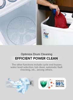 GEEPAS Twin Tub Semi-Automatic Washing Machine| High Back Control Panel and Semi-Automatic Top Load Washing Machine, Ripple Pulsator| Highly Effecient with Classic Design 400 W GSWM6468 White  - Image 5