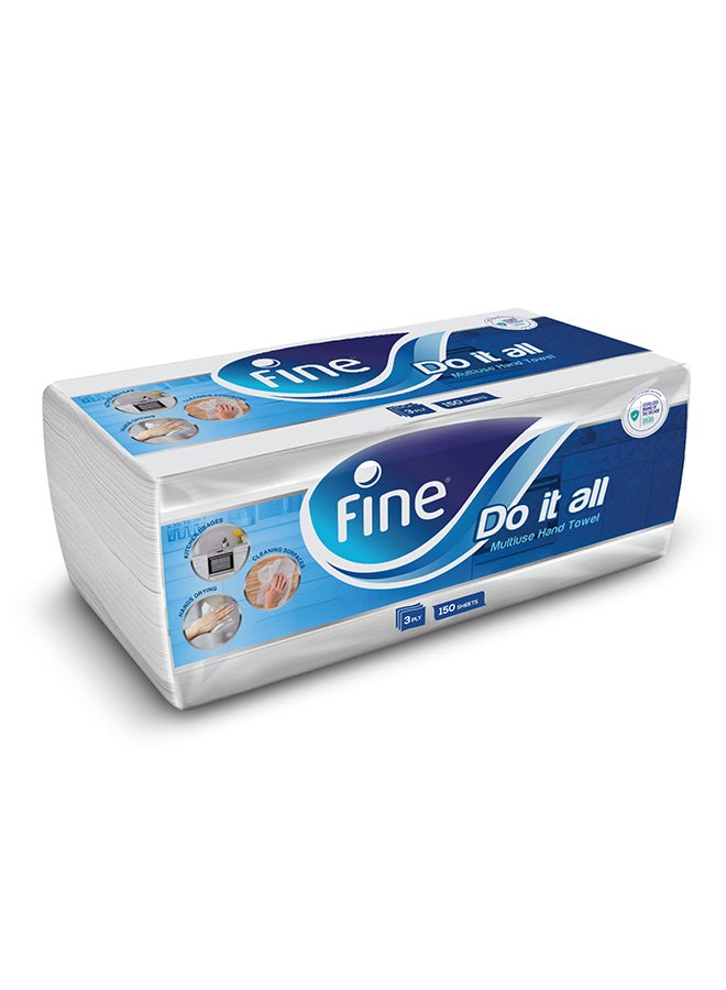 Fine Sterilized Towel Interfolded (2X More Absorbent) 150 Sheets 2 Ply White  - Image 1