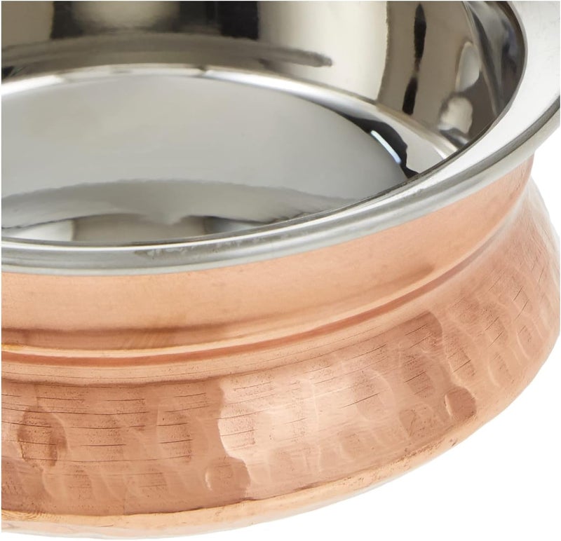 RAJ COPPER HANDI SERVING BOWL WITHOUT LID, 13 CM, COPPER, TCH001, 1 PC Brown/Silver 13x5.5cm - Image 4