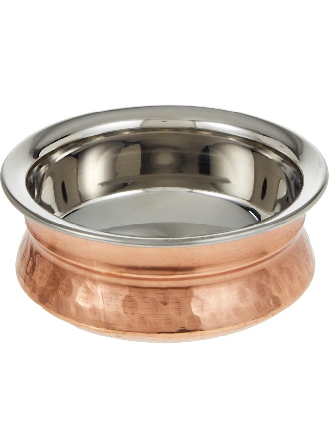 RAJ COPPER HANDI SERVING BOWL WITHOUT LID, 13 CM, COPPER, TCH001, 1 PC Brown/Silver 13x5.5cm - Image 1