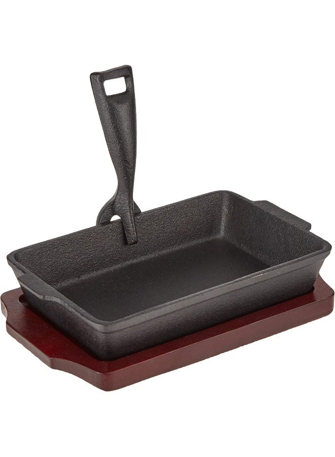 Raj Rectangular Sizzle Tray With Holder 20.7X13Cm, Black Black 20.7x13cm - Image 1