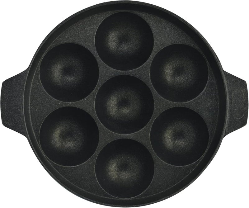 Raj Nonstick Appackara, 7 Holes, 16 Cm, Black, Unniappam Maker, Appackara, Pancake Pan, Paniyaram Black 16cm - Image 3