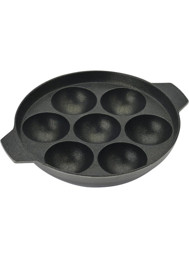 Raj Nonstick Appackara, 7 Holes, 16 Cm, Black, Unniappam Maker, Appackara, Pancake Pan, Paniyaram Black 16cm - Image 2