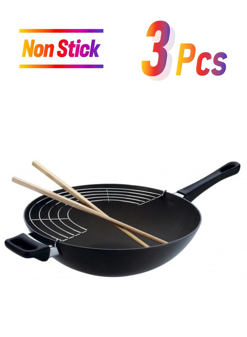 SCANPAN Classic Wok With Rack And Sticks Black 32cm - Image 1