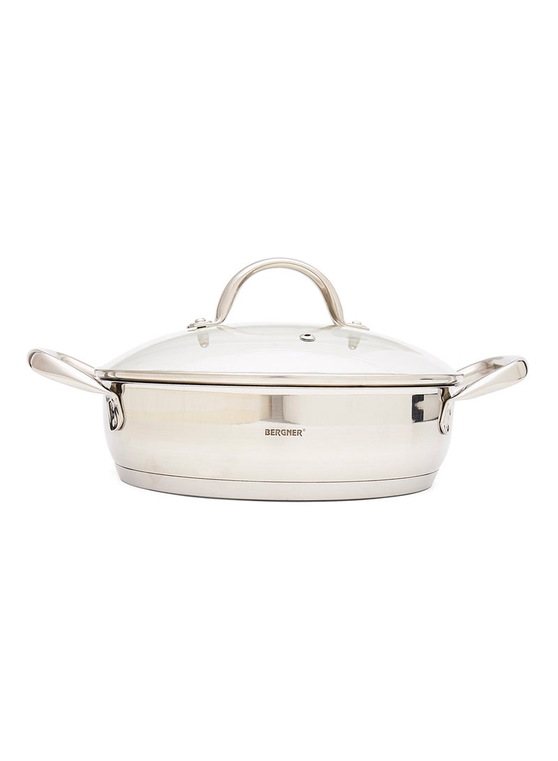 بيرجنر وعاء سطحي غير عميق مزود بغطاء زجاجي فضي / شفاف 24سم - Image 1