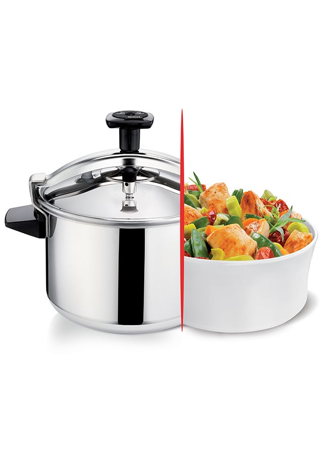 تيفال - TEFAL قدر ضغط | Authentique 8 لتر لـ 5/8 أشخاص | فضي / أسود | فولاذ مقاوم للصدأ | آمن | جميع مصادر الحرارة | صنع في فرنسا | ضمان لمدة سنتين | P0531134 أسود/ فضي 8.0لترات - Image 1
