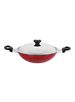 Prestige Flat Bottom Kadai Red 28cm  - Image 1