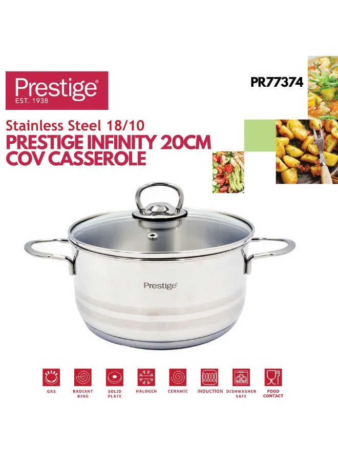 Prestige Prestige Infinity 20Cm Cov Casserole Silver 20Cmcm