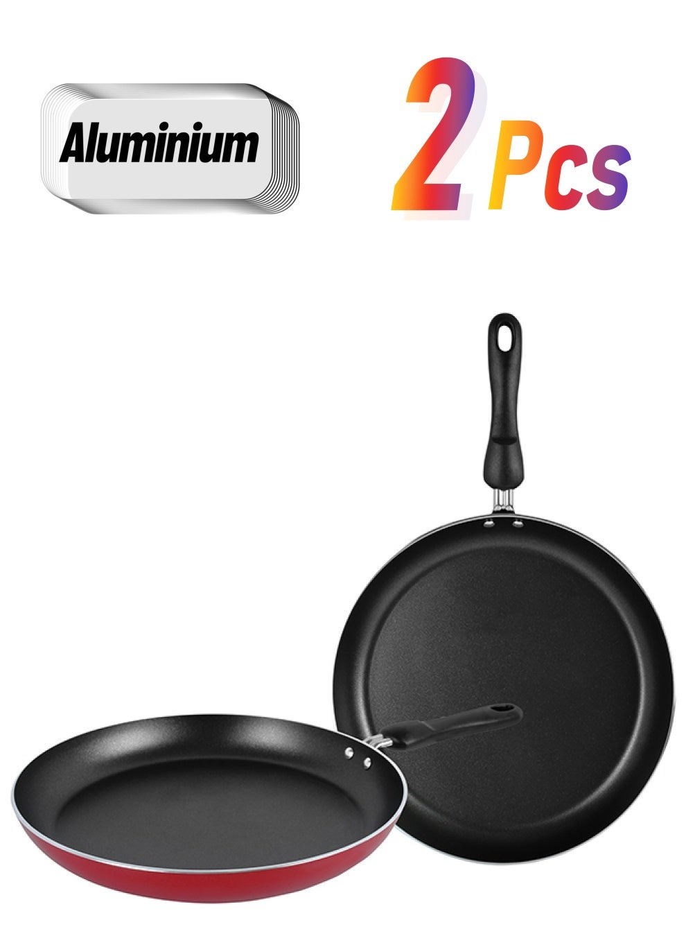 Prestige Frypan Twin Pack Set Includes Small Pan 24cm, Large Pan Black and Red 24cm and largercm 