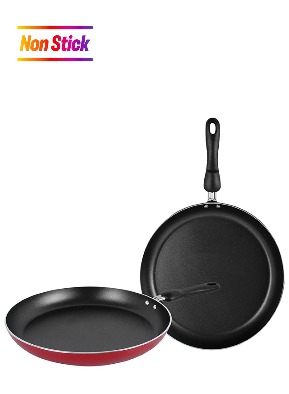 Prestige Frypan Twin Pack Set Includes Small Pan 24cm, Large Pan Black and Red 24cm and largercm 