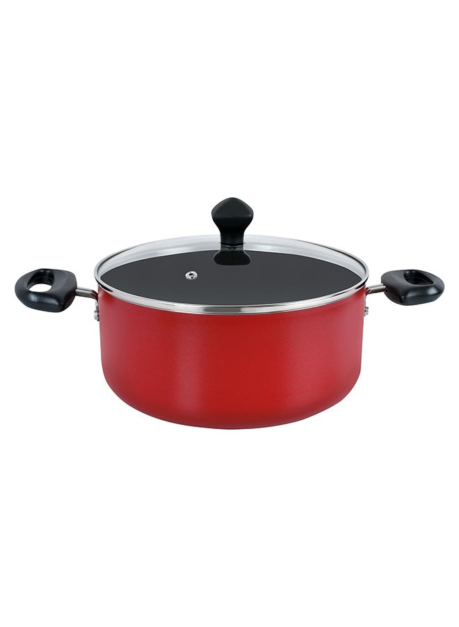 Prestige 8-Piece Non Stick Value Pack Cooking Set-Durable-stain proof Includes 1xSaucepan With Glass Lid 14cm, 1xCasserole With Glass Lid 18 Cm, 1xCasserole With Glass Lid 24cm, 1xFrypan 24cm, 1xTurner Red/Black Red/Black - Image 2