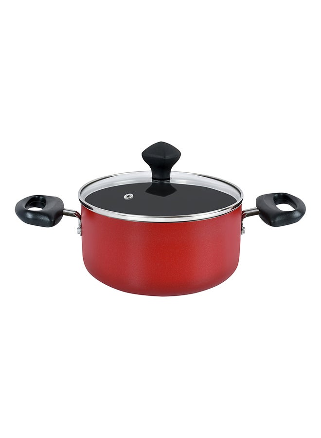 Prestige 8-Piece Non Stick Value Pack Cooking Set-Durable-stain proof Includes 1xSaucepan With Glass Lid 14cm, 1xCasserole With Glass Lid 18 Cm, 1xCasserole With Glass Lid 24cm, 1xFrypan 24cm, 1xTurner Red/Black Red/Black - Image 3