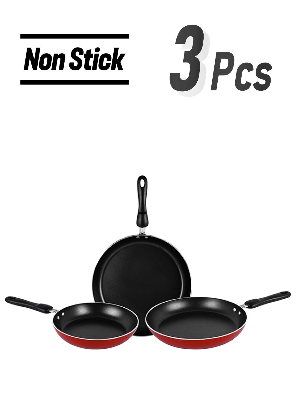 Prestige Triple Pack Frypan Set Red 28cm 