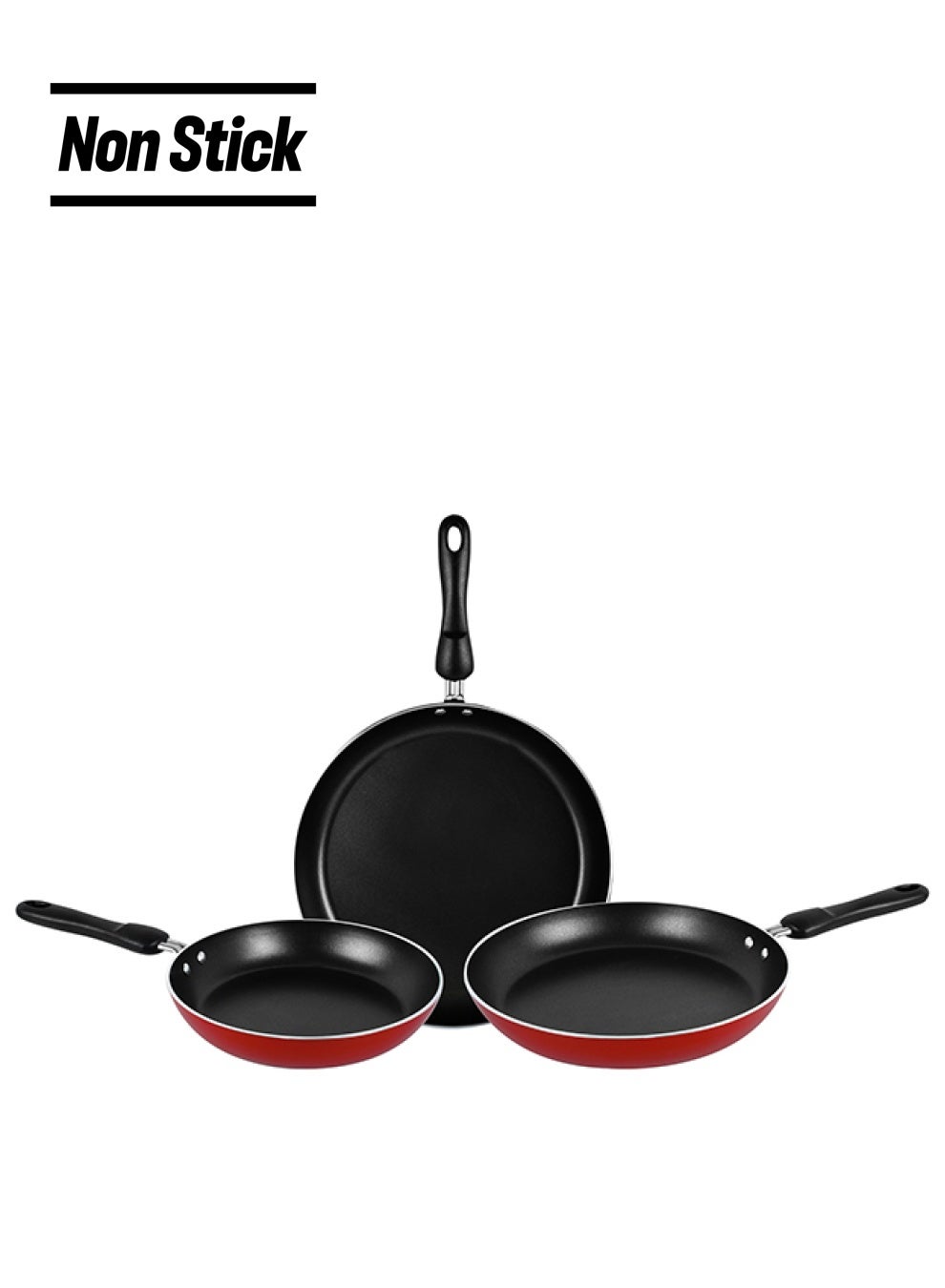 Prestige Triple Pack Frypan Set Red 28cm 