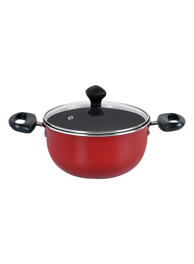 Prestige 7-Piece Non-Stick Cast Aluminium Cookware Set Includes 1x Sauce Pan With Lid, 1x Small Casserole With Lid ,1x Large Casserole With Lid, 1x Fry Pan Red/Black 16,20,24,24cm - Image 4
