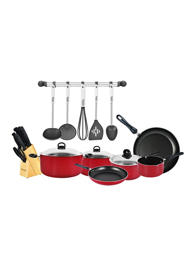 22-Piece Complete Kitchen Cookware Set Red ‎33.6 x 61.4 x 36.2cm