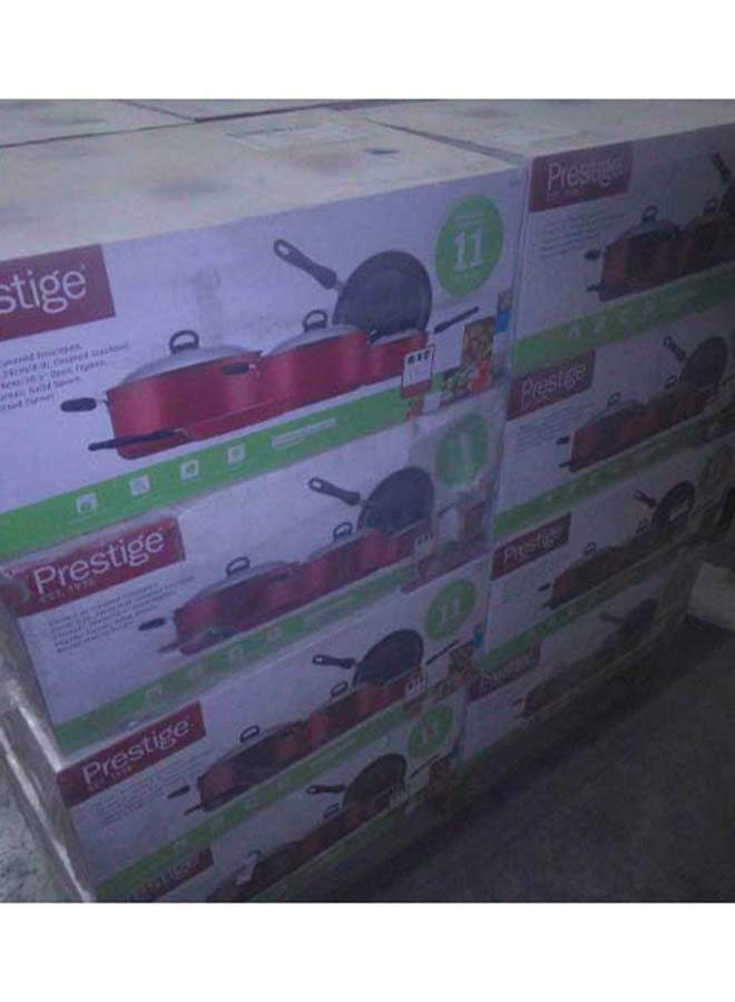 Prestige 11-Piece Cooking Pot Set Includes Casserole (24), Casserole (28), Saucepan (18), Frypan (22) , Frypan (28)cm Red/Black/Silver  - Image 5