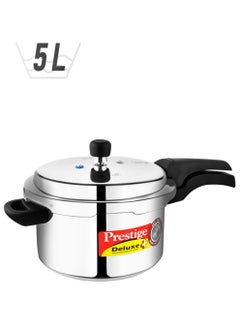 Prestige Deluxe Popular Pressure Cooker With Lid, Precision Weight Valve Silver 5Liters  - Image 1