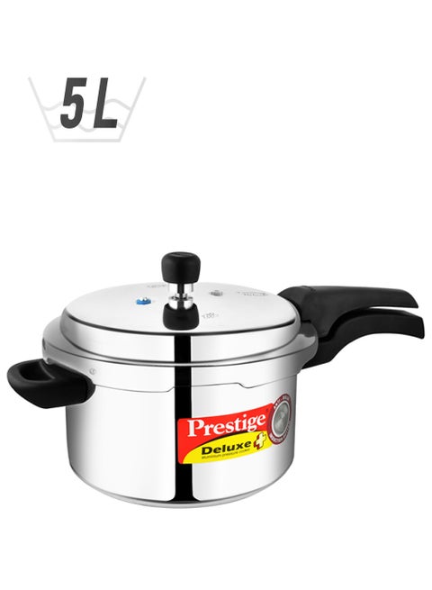 Deluxe Popular Pressure Cooker With Lid, Precision Weight Valve Silver 5Liters