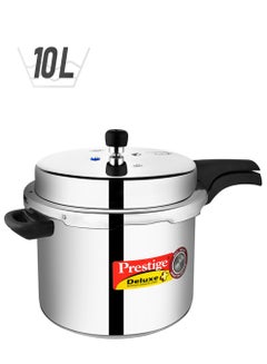 Prestige Aluminum Deluxe Plus Gas And Induction Compatible Pressure Cooker With Lid Silver 10Liters  - Image 1