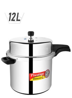 Prestige Deluxe Plus Aluminium Pressure Cooker with Lid | Exclusive Pressure Indicator|Induction Compatible Silver Silver 12Liters  - Image 1