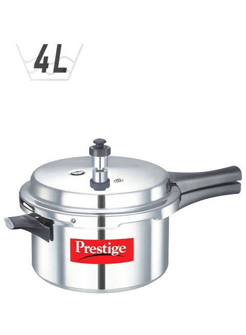 Popular Aluminium Pressure Cooker with Precision Weight Valve Silver/Black 4Liters