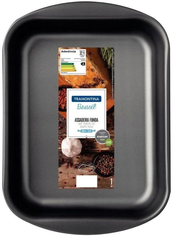 Prestige Tramontina Brasil 40cm 7.2L Black Aluminum Deep Roasting Pan with Interior and Exterior Starflon Max PFOA Free Nonstick Coating Black 20cm  - Image 4