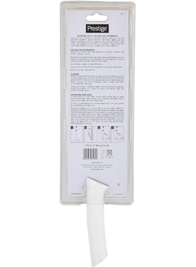 Prestige Plastic Basic Advanced 20Cm/8In Bread Knife White/Silver/Grey 8inch  - Image 2