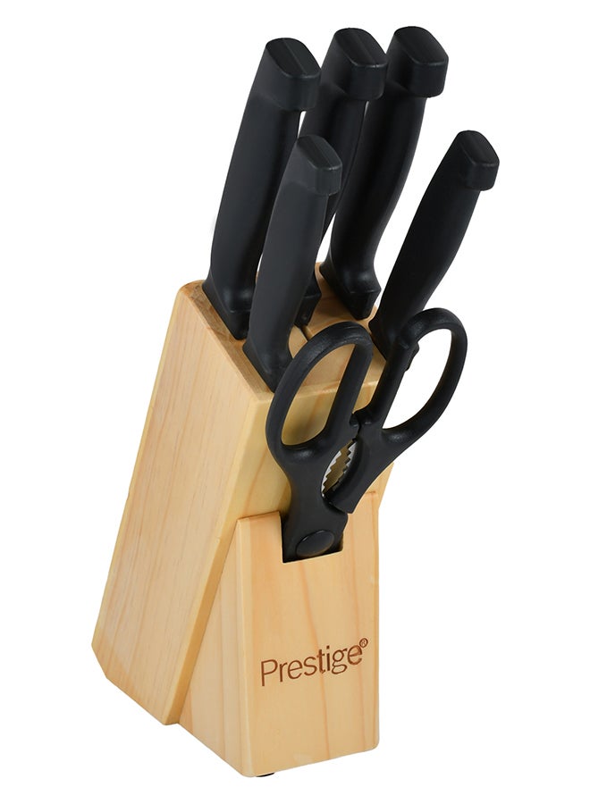 Prestige 7-Piece Knife Block Set PR50919 Black/Brown/Silver - Image 1