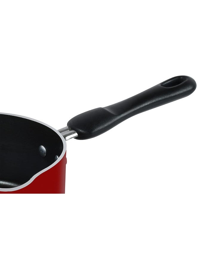 Prestige Classique Aluminium 14 CM Milk Pan, Non Stick Surface, Comfortable Grip Handle- Red Red 14cm  - Image 5