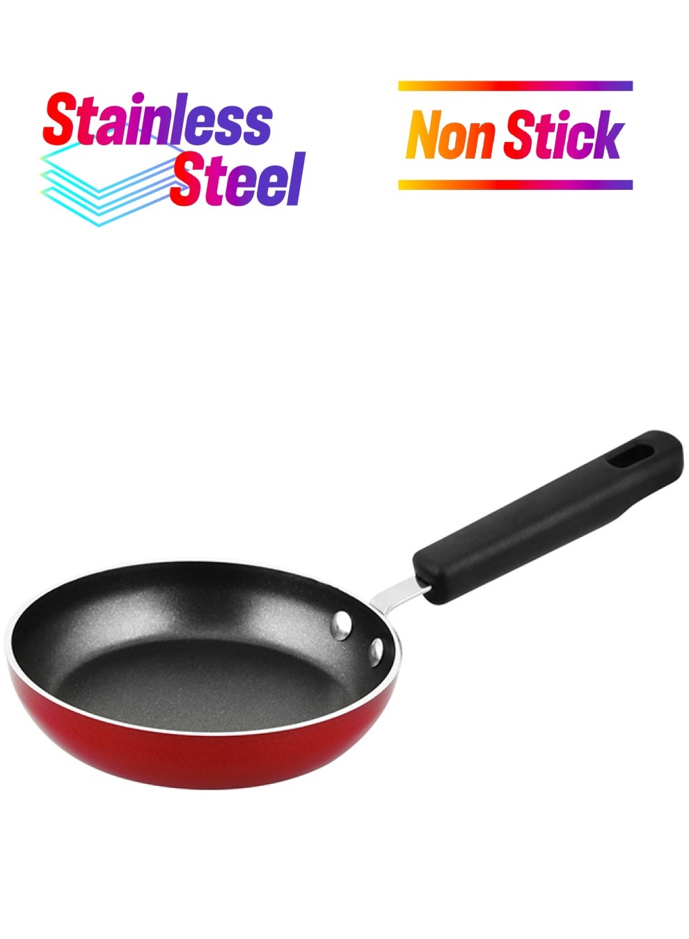 Prestige Stainless Steel Non Stick Mini Fry Pan With Bakelite Handle Red 12cm 