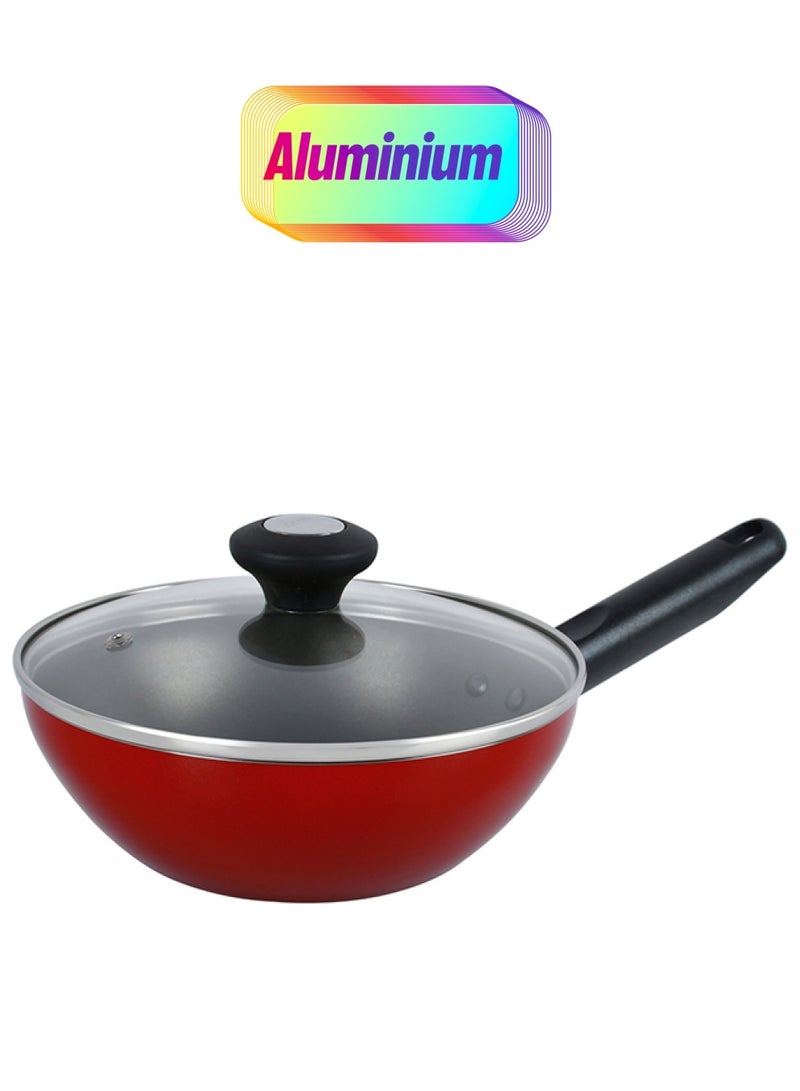 Prestige Classique Covered Wok Glass Lid Red 8/20cm  - Image 1