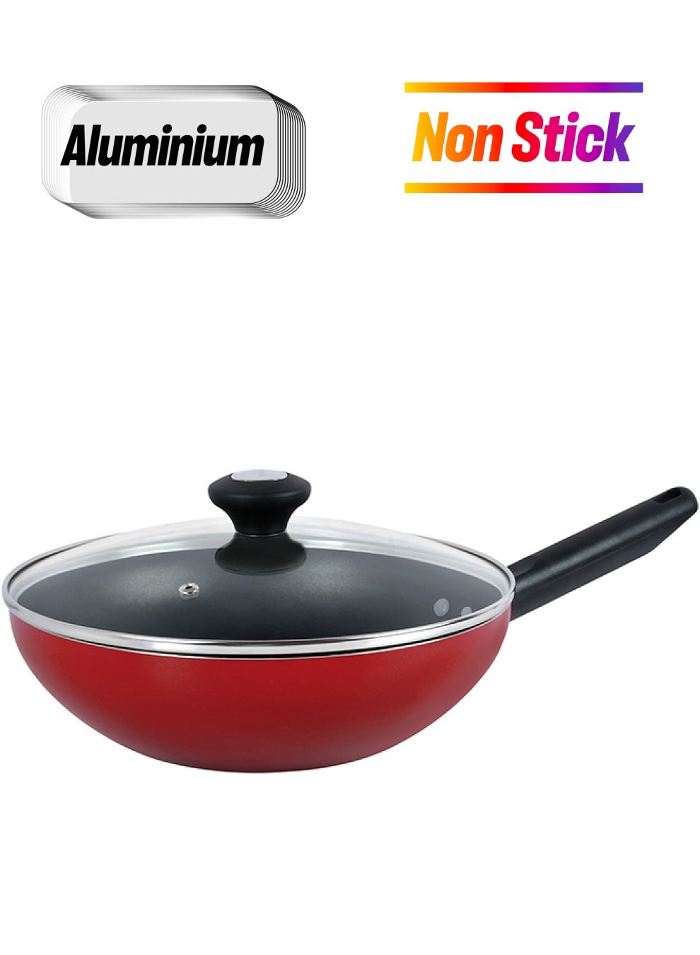 Prestige Classique Covered Wok Glass Lid Red 30cm 