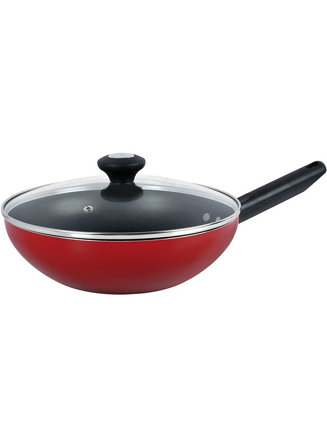 Prestige Classique Covered Wok Glass Lid Red 30cm 