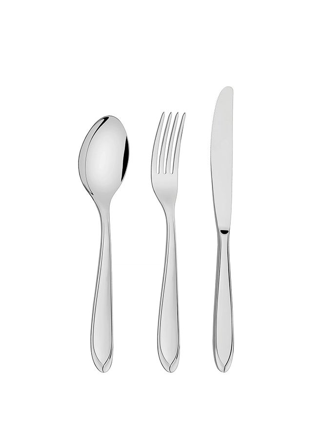 TRAMONTINA Laguna 16 Pieces Stainless Steel Flatware Set with Table Knife and High Gloss Finish and Detailing on the Handles Silver  - Image 2
