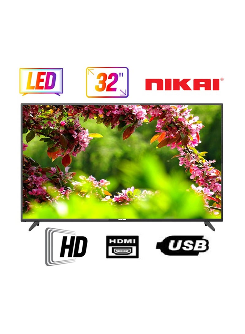 نيكاي تلفزيون LED مقاس 32 بوصة، تلفزيون LED رفيع مع جهاز تحكم عن بعد، NTV3272LED | منافذ HDMI وUSB، وضع AV، مقبس سماعة الرأس، مدخل صوت للكمبيوتر الشخصي، VGA | تقنية توفير الطاقة، صوت ديناميكي NTV3272LEDC/NTV3272LED6/NTV3272LED9 أسود NTV3272LED أسود  - Image 1
