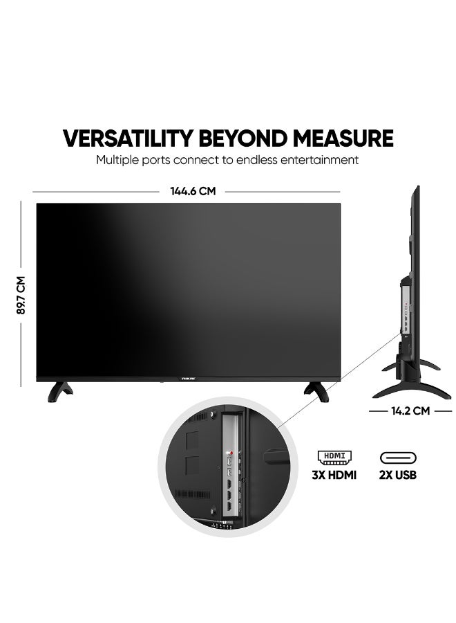 65-Inch 4K UHD Android Smart LED TV | Ultra HD Resolution, Built-In Apps (Netflix, YouTube, Facebook, Twitter, Skype) | 60Hz Refresh Rate, USB & HDMI Connectivity, DLNA Support, Model Year 2018, 2 Year Warranty - UHD65SLED Black image 7