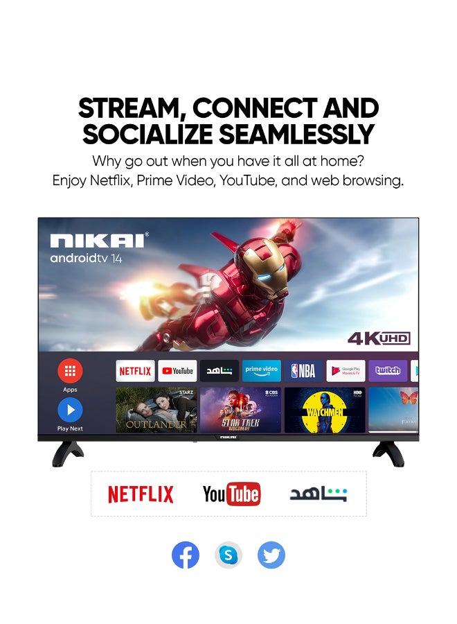 65-Inch 4K UHD Android Smart LED TV | Ultra HD Resolution, Built-In Apps (Netflix, YouTube, Facebook, Twitter, Skype) | 60Hz Refresh Rate, USB & HDMI Connectivity, DLNA Support, Model Year 2018, 2 Year Warranty - UHD65SLED Black image 10