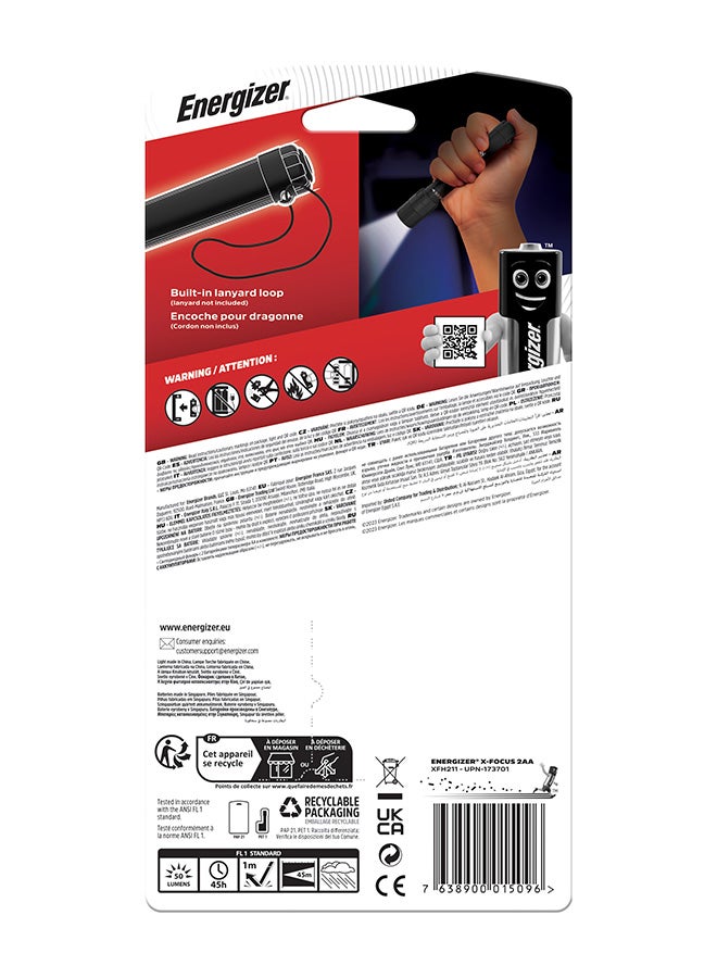 Energizer - Energizer X-Focus LED One-Touch Water Resistant Flashlight Black - Image 1