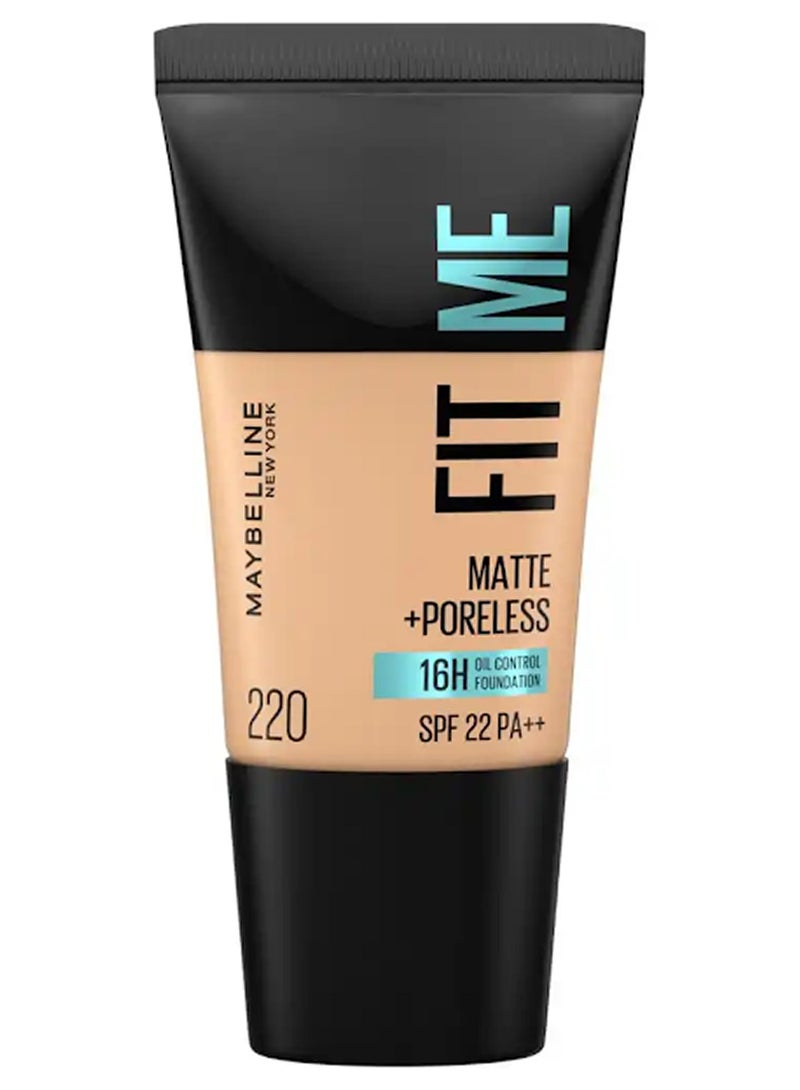 Maybelline New York Fit Me Matte + Poreless – 220 Natural beige - Image 1