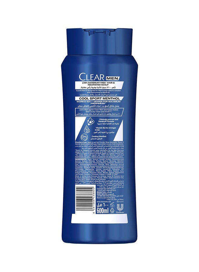 CLEAR Shampoo for men, anti-dandruff shampoo, Cool Sport Menthol, 100% Dandruff-free hair AndNourished Scalp, 600 ml - Image 2