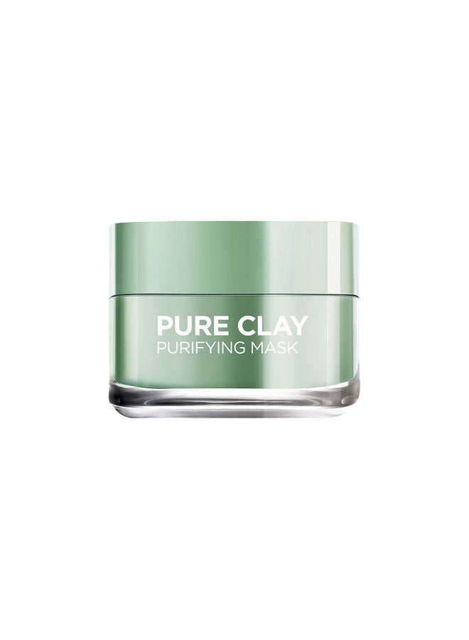 L'OREAL PARIS - Pure Clay Green Face Mask With Eucalyptus Purifies And Mattifies 50ml - Image 1