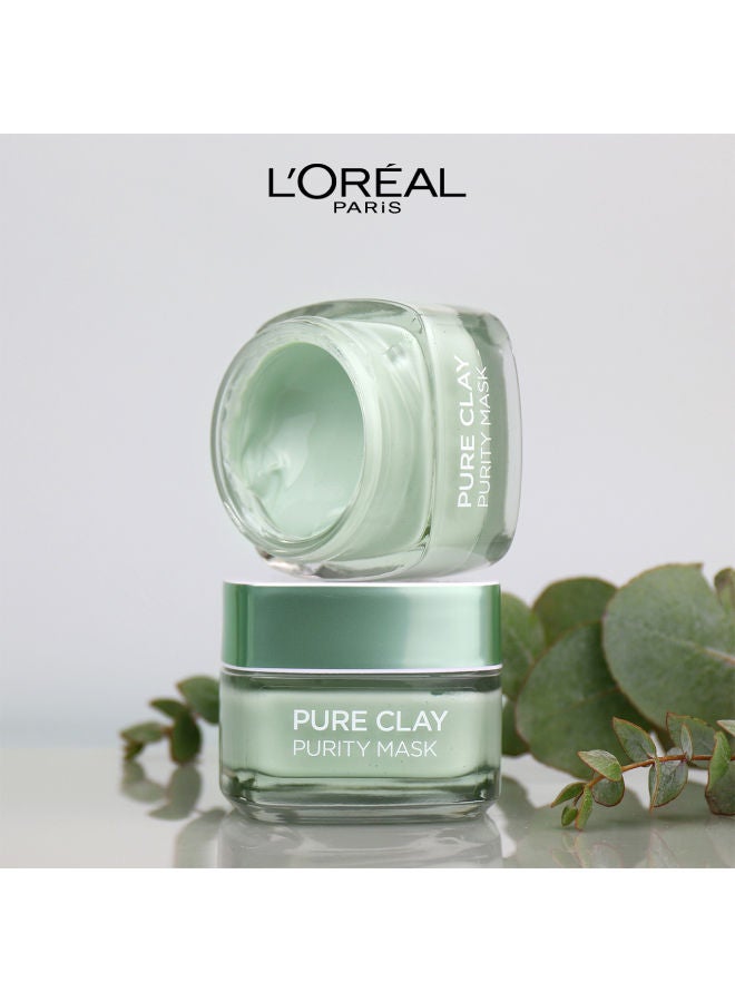 L'OREAL PARIS - Pure Clay Green Face Mask With Eucalyptus Purifies And Mattifies 50ml - Image 1