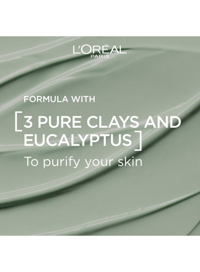 L'OREAL PARIS - Pure Clay Green Face Mask With Eucalyptus Purifies And Mattifies 50ml - Image 1