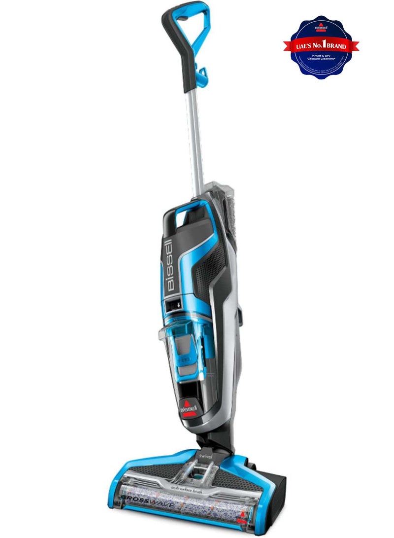 بيسيل بيسل CrossWave 1713 – مكنسة للتنظيف الرطب والجاف، تعمل على الأرضيات الصلبة والسجاد، نظام تنظيف رطب وجاف 2 في 1 | مع ضمان سنتين من بيسل 0.62 L 560 W 1713 تيتانيوم أزرق - Image 1