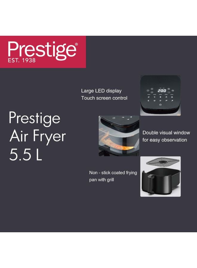 Prestige - Air Fryer 5.5 Litre With Transparent Window | Non Stick Coated Frying pan with Grill | Touch Panel with 12 Preset Function 5.5 L 1500 W PR50320 Black - Image 1