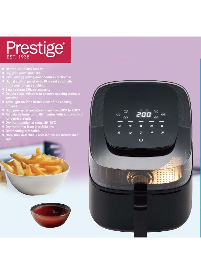 Prestige - Air Fryer 5.5 Litre With Transparent Window | Non Stick Coated Frying pan with Grill | Touch Panel with 12 Preset Function 5.5 L 1500 W PR50320 Black - Image 1