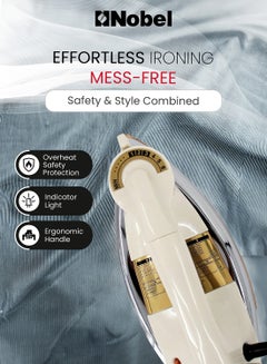 Nobel Heavy Weight Dry Iron With Non-Stick Golden Teflon Coated Sole Plate, Variable Heat Control, Overheating Protection 1200 W NDI707I Silver  - Image 2
