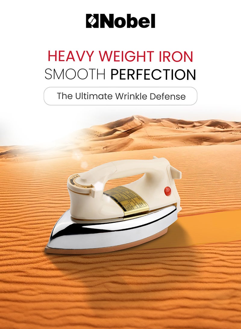 Heavy Weight Dry Iron With Non-Stick Golden Teflon Coated Sole Plate, Variable Heat Control, Overheating Protection 1200 W NDI707I Silver